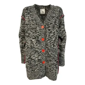 SEMICOUTURE cardigan donna LANA pesante over bianco/nero art S1WB40 ARIANE MADE IN ITALY