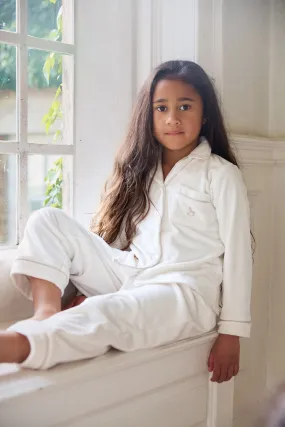 The Little Tailor Kids Red Luxury Soft Touch Velour Christmas Pyjamas    